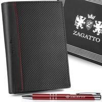 Portfel męski skórzany czarny pionowy rozbudowany ochrona kart RFID ZAGATTO