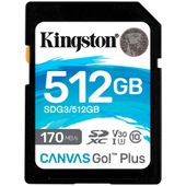 Kingston 512GB SDXC Canvas Go Plus 170R C10 UHS-I U3 V30