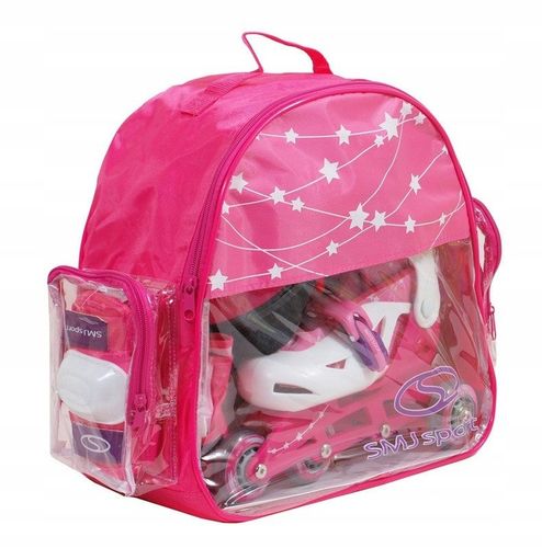 Zestaw COMBO PINK LED: 2w1 wrotko-rolki regulowane + kask + ochraniacze + t na Arena.pl