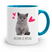 Kubek Błękitny Dla Chłopaka Kocham Cię Myszko Z Nadrukiem Ze Zdjęciem