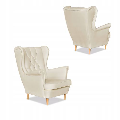 Zestaw uszak Gaja ekoskóra skaj sofa fotele beżowy na Arena.pl