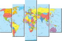 100CM 150CM OBRAZ 5 ELEM MAPA ŚWIATA ŚCIENNY