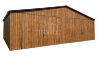 Garaż Blaszany 8x6m 2x Brama uchylna Drzwi Rynny Dach Dwuspadowy TS638