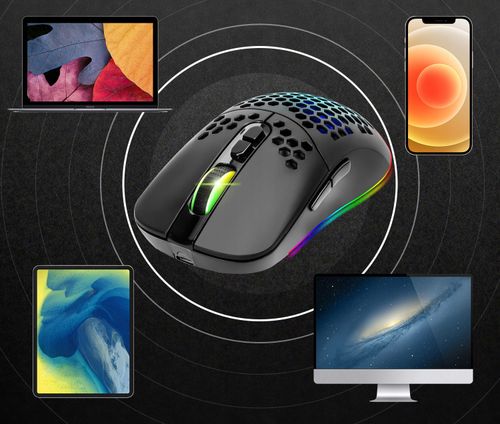 Myszka bezprzewodowa KOMPUTEROWA RGB 7 PRZYCISKÓW DO GIER sensor optyczny na Arena.pl