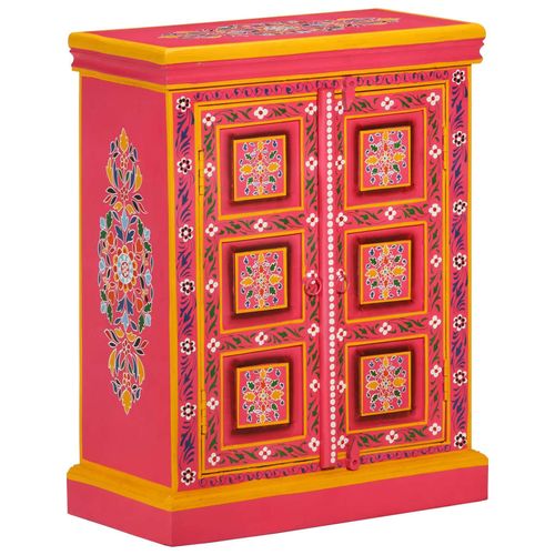 Szafka boczna, lite drewno mango, różowa, ręcznie malowana na Arena.pl