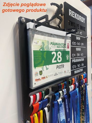 Wieszak na medale i numery startowe REKORDY BIEGOWE RUN twoje imię 67.1 na Arena.pl