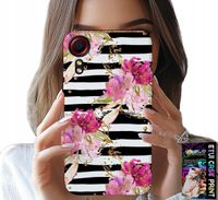 ETUI DO SAMSUNG GALAXY XCOVER 7 - KWIATKI W CZARNO - BIAŁE PASKI WZORY