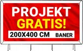 SOLIDNY BANER REKLAMOWY plandeka 400X200 cm LAKIER UV PROJEKT GRATIS
