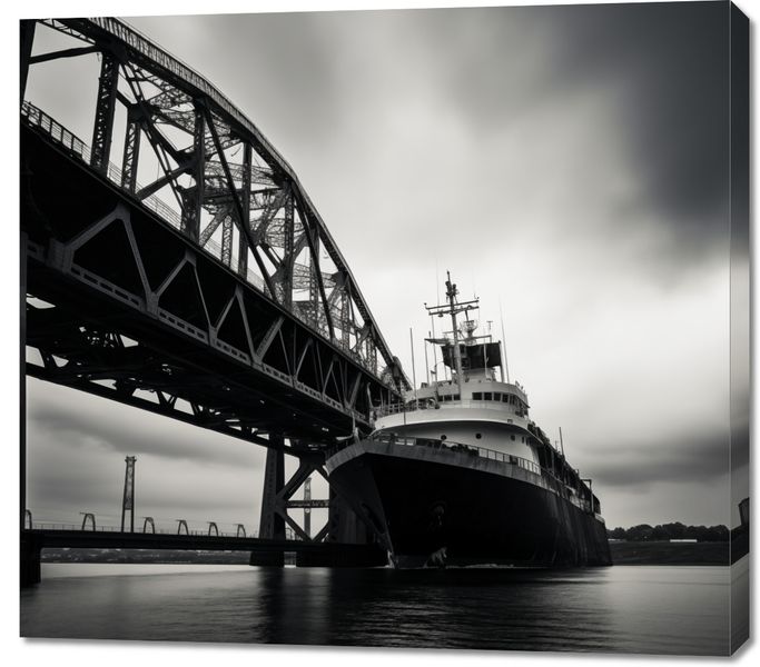 Obraz 100x90cm Statek przy Moście zdjęcie 1