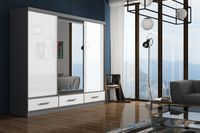 DUŻA SZAFA UBRANIOWA NOEMI 250 Z SZUFLADAMI LUSTREM POŁYSK