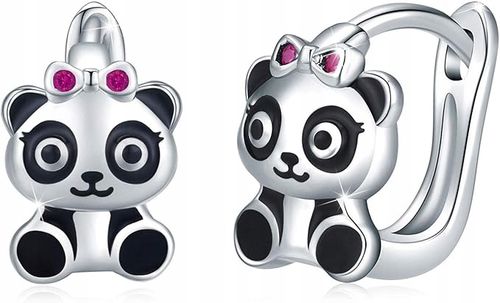 Srebrne kolczyki dla dziewczynki dzieci pandy srebro próba 925 na Arena.pl