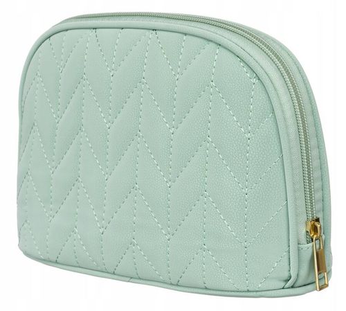 praktyczna kosmetyczka damska w kolorze zielonym pokryta jodełkowym na Arena.pl