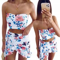 KOMPLET LETNI KOBIECY TOP SPÓDNICZKA MINI WZORY