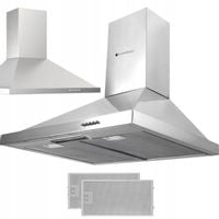 OKAP KUCHENNY 60cm KOMINOWY ŚCIENNY STAL LED KOMIN