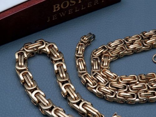 ZŁOTY ŁAŃCUSZEK Z BRANSOLETKĄ SPLOT KRÓLEWSKI 8MM STAL CHIRURGICZNA PREMIUM na Arena.pl