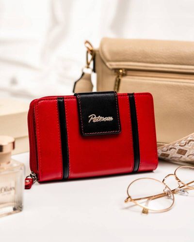 elegancki skórzany portfel damski na zatrzask i suwak - peterson na Arena.pl