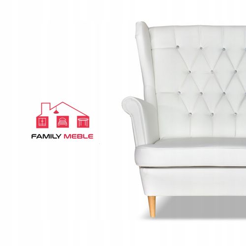 Zestaw uszak Gaja ekoskóra skaj sofa fotele pufy biały na Arena.pl