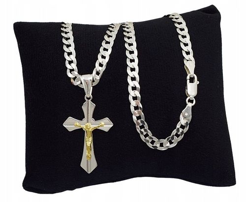 Łańcuszek Srebrny Męski Pancerka 5,00 mm z Krzyżykiem pr 925 Grawer Gratis na Arena.pl