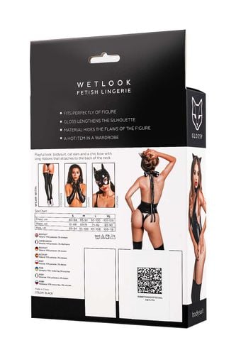 glossy kitti, bodysuit and cat ears, wetlook, black, m na Arena.pl