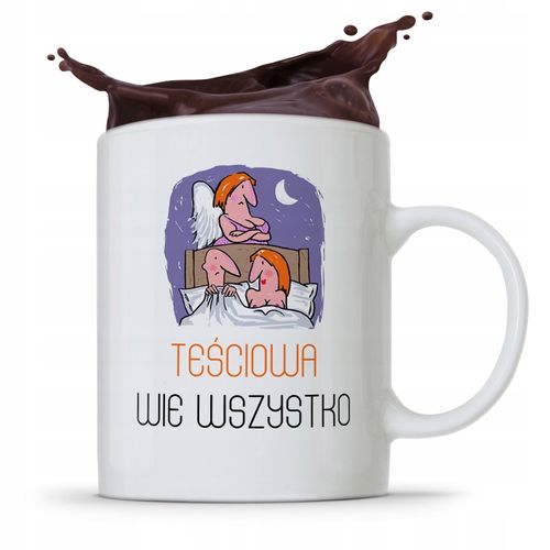 Kubek Prezent Dla Teściowej Wie Wszystko Prezent Z Nadrukiem Ze Zdjęciem na Arena.pl