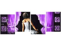 45CM 120CM ZEGAR 4 ELEM PIĘKNA DZIEWCZYNA FIOLECIE ŚCIENNY