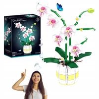 Kwiaty klocki orchidea kwiatek 25 cm dekoracja do układania prezent orchid