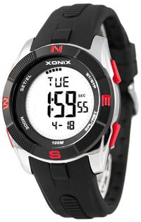 Xonix Zegarek sportowy męski, druga strefa czasu, czytelna tarcza, timer, antyalergiczny, WR 100M