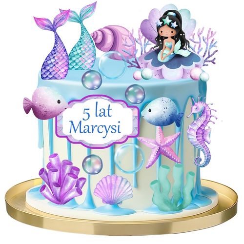 WYDRUK CUKROWY DLA DZIEWCZYNKI SYRENA SYRENKA + TABLICZKA Z TEKSTEM na Arena.pl