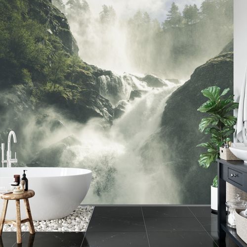 Fototapeta A Flowing Waterfall In Norway Tapeta Samoprzylepna 368x280 na Arena.pl