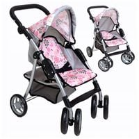 DUŻY WÓZEK SPACEROWY dla lalek Spacerówka Skrętne Koła DORIS składany XXL