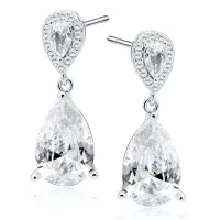 WISZĄCE RODOWANE SREBRNE KOLCZYKI WKRĘTKI ŁEZKI KROPLE SOPLE BIAŁE CYRKONIE