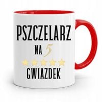 Kubek Czerwony Pszczelarza Na 5 Gwiazdek Prezent Z Nadrukiem Ze Zdjęciem