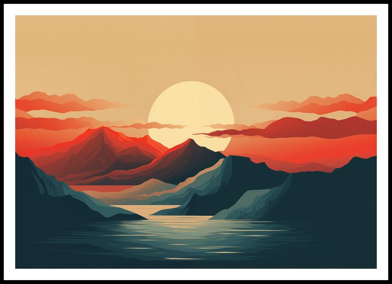 Plakat 100x70cm Zachód Słońca nad Górami zdjęcie 3