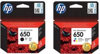Komplet Oryginalnych Tuszy HP 650 Czarny CZ101AE + Kolor CZ102AE