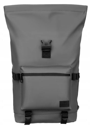 pojemny plecak miejski w szarym kolorze wykonany z poliestru - peterson na Arena.pl