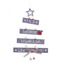 ozdoba świąteczna drewniana choinka szara ksn67