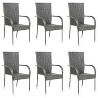 Sztaplowane krzesła ogrodowe, 6 szt., szare, polirattan