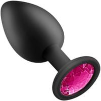 KOREK ANALNY Z KRYSZTAŁEM rozm S Czarny Kryształ Różowy