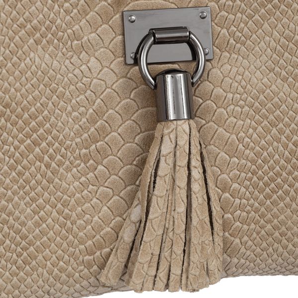 VERA PELLE torebka skórzana listonoszka kroko z paskiem V487 c.beżowa zdjęcie 8