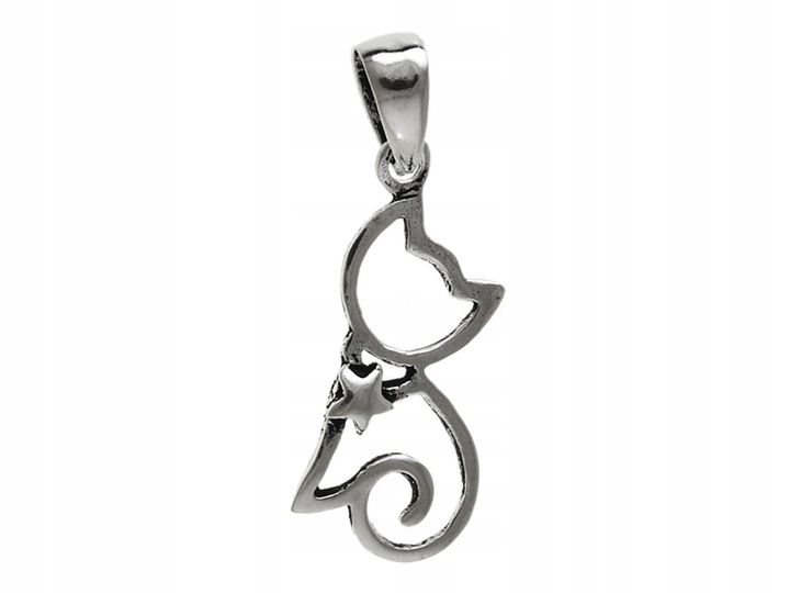 Wisiorek srebrny kot kotek cat w0431 - 0,5g. zdjęcie 1