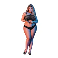 magic silk exposed zestaw bielizny plus size koronka czarny