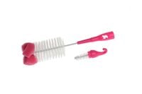 Szczotka do czyszczenia butelek i smoczków z gąbką - różowy MIŚ