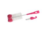 Szczotka do czyszczenia butelek i smoczków z gąbką - różowy MIŚ