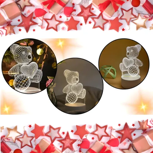 Lampka Nocna Prezent Miś 3D Illusion do Sypialni dla Dzieci Biurkowa USB na Arena.pl