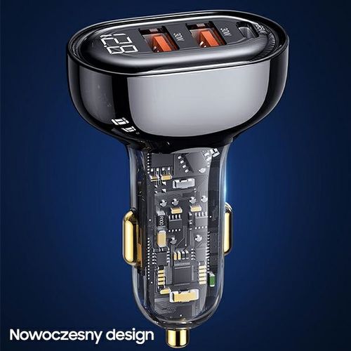 usams ład. sam. 2xusb+1xusb-c 125wfast charge transparent blue na Arena.pl