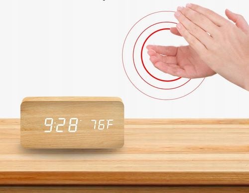 ZEGAR Temperatura BUDZIK Klaskacz GŁOS DREWNIANY na Arena.pl