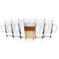 Szklanki do kawy latte mrożonej deserów 255 ml wysokie z uchem komplet 6 szt.
