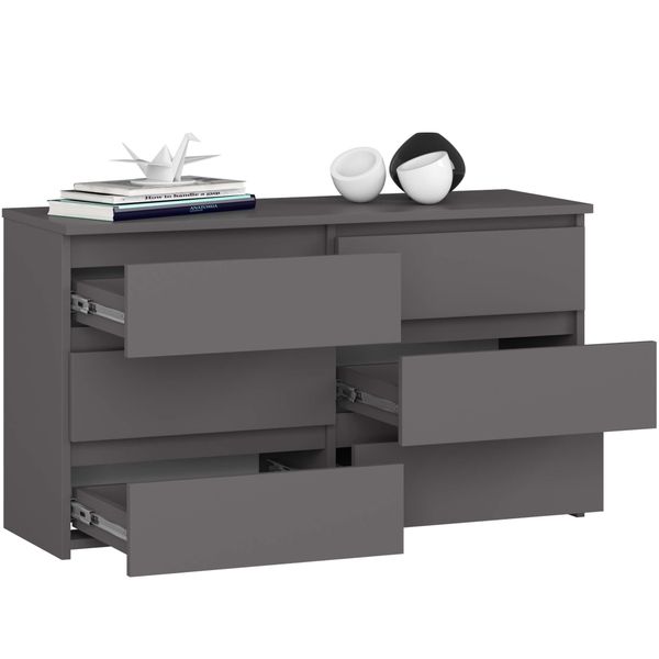 Komoda do salonu CL 100 cm 6 szuflad mała - grafit szary zdjęcie 3
