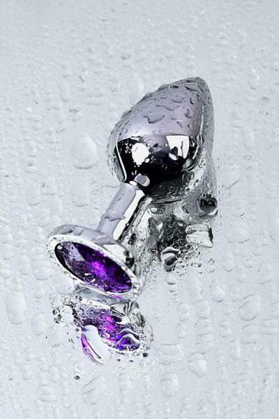 Silver Anal Plug Toyfa Metal,With A Amethyst Colored Gem zdjęcie 10