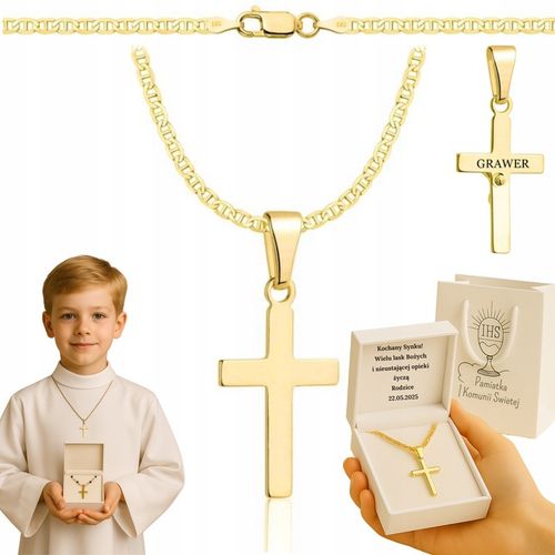 ZŁOTY ŁAŃCUSZEK NA CHRZCINY GUCCI Z KRZYŻYKIEM PR 585 925 + GRAWER GRATIS na Arena.pl